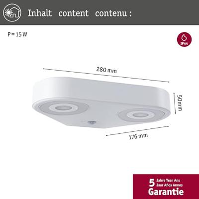 Paulmann Silma 94868 LED-buitenlamp met bewegingsmelder (wand) LED 11 W Wit