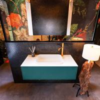 Badkamermeubelset Mondiaz Erin 100 cm met 1 Lade met RIDGE Wastafel Midden Talc met 1 kraangat Greeploos Mat Smag - thumbnail