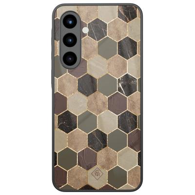 Samsung Galaxy A56 glazen hardcase - Kubus bruin groen Samsung Galaxy A56 glazen hardcase - Kubus bruin groen