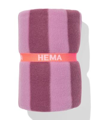 HEMA Plaid 130x150cm fleece gestreept (roze)