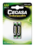 Cegasa heroplaadbaar – pak 2 batterijen HR03, groen - thumbnail