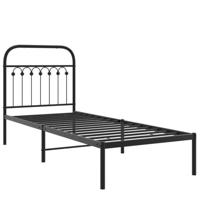 Bedframe met hoofdbord metaal zwart 80x200 cm - thumbnail