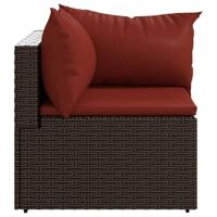 Tuinhoekbank met kussens poly rattan bruin - thumbnail