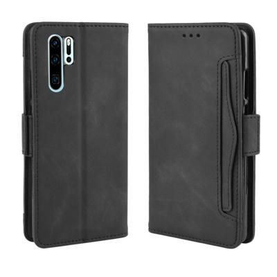 Portemonnee stijl huid voelen kalf patroon lederen draagtas voor Huawei P30 Pro met aparte kaartsleuf (zwart)
