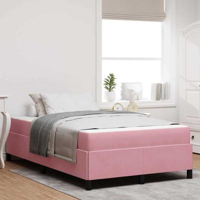 Bedframe met matras Roze en wit 120 x 190 cm Fluweel
