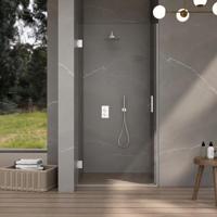 Fortifura Galeria Douchedeur - 100x200cm - scharnieren - deurgreep - vlak - helder veiligheidsglas - Geborsteld RVS SW1122549/SW1122566 - thumbnail