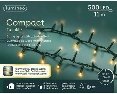 Led compact 11 meter 500 LED groen/warm wit/klassiek warm Lumineo - Lumineo