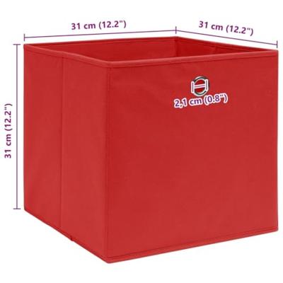 VidaXL Opbergboxen 4 st 32x32x32 cm stof rood