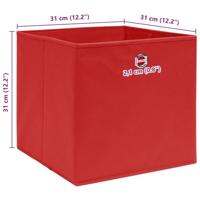 VidaXL Opbergboxen 4 st 32x32x32 cm stof rood - thumbnail