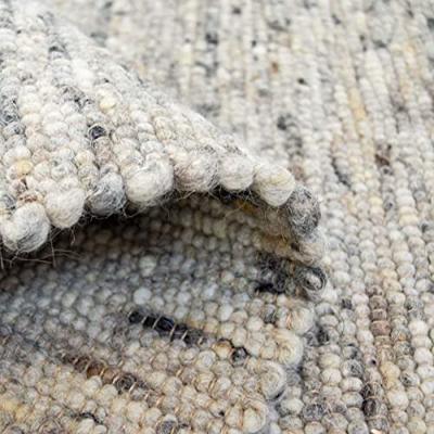 Tapeso Wollen vloerkleed handweef Ylva - grijs - 90x160 cm