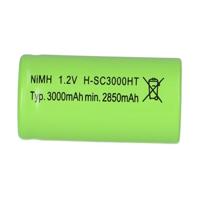 Mexcel -SC3000H Speciale oplaadbare batterij Sub-C Geschikt voor hoge temperaturen, Z-soldeerlip, Flat-top NiMH 1.2 V 3000 mAh - thumbnail