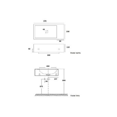 Plieger Houston fontein links zonder kraangat 37x23cm wit 0271090