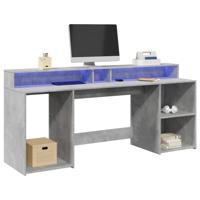 Bureau met LED-verlichting 200x55x91 cm bewerkt hout betongrijs - thumbnail