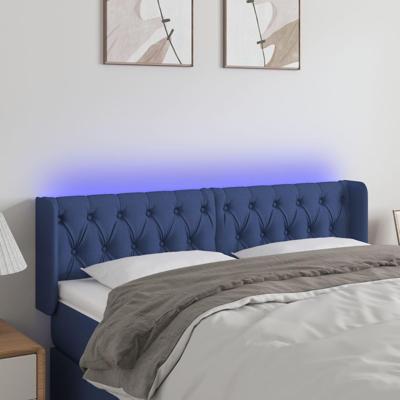 Hoofdbord LED 147x16x78/88 cm stof blauw