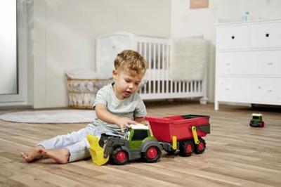 Dickie Abc fendti tractor met aanhanger en boerderij - thumbnail