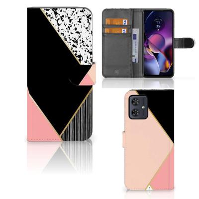 Motorola Moto G54 | Book Case | Zwart Roze Vormen