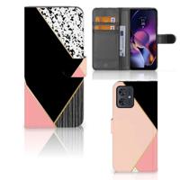 Motorola Moto G54 | Book Case | Zwart Roze Vormen - thumbnail