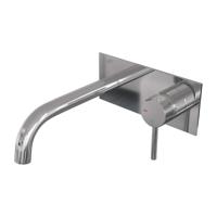 Brauer Chrome Carving Inbouw Wastafelmengkraan met Gebogen Uitloop en Afdekplaat Model A1 Chroom - thumbnail