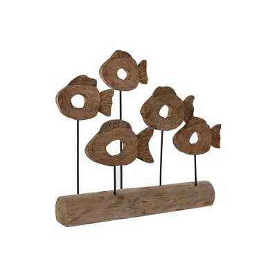 Decoratieve figuren Home ESPRIT Zwart Natuurlijk Vissen 61,5 x 10 x 53,5 cm