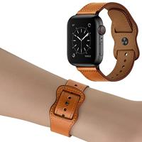Leren bandje dubbele lus - Bruin - Geschikt voor Apple Watch 38mm / 40mm / 41mm / 42mm - thumbnail