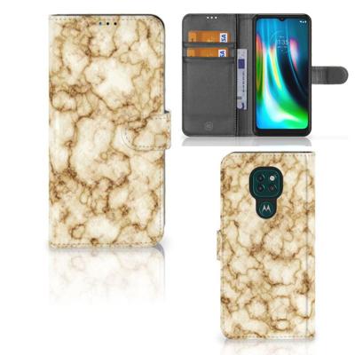 Motorola Moto G9 Play | E7 Plus | Bookcase | Marmer Goud Motorola Moto G9 Play | E7 Plus | Bookcase | Marmer Goud