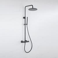 Fortifura Calvi Regendoucheset - thermostatisch - 25cm hoofddouche - gladde slang - staaf handdouche - mat zwart SW115998 SW706210 - thumbnail