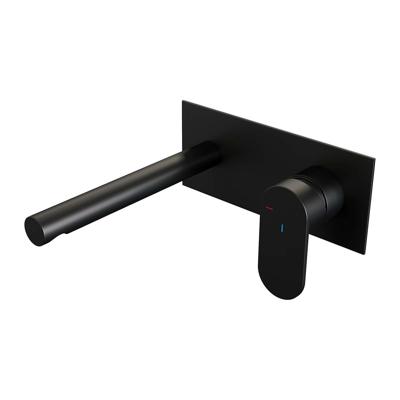 Brauer Black Edition Inbouw Wastafelmengkraan met Rechte Uitloop en Afdekplaat Model C1 Mat Zwart