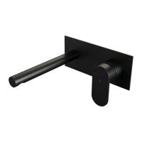 Brauer Black Edition Inbouw Wastafelmengkraan met Rechte Uitloop en Afdekplaat Model C1 Mat Zwart - thumbnail