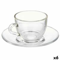 Kopje met schoteltje Vivalto Transparant Glas 85 ml (6 Stuks) - thumbnail