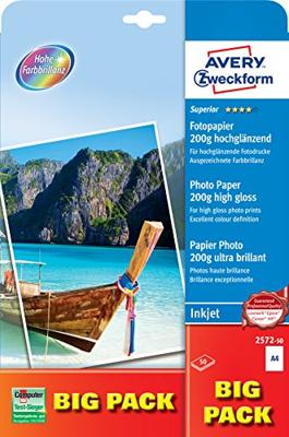Avery-Zweckform Superior Photo Paper Inkjet BIG PACK 2572-50 Fotopapier DIN A4 200 g/m² 50 vellen Hoogglans
