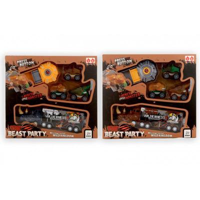 Vrachtauto dino 20cm + 3 afschietauto&apos;s