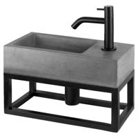 Fonteinset Differnz Jukon Rechts 38.5x18.5x18 cm Met Handdoekrek Beton Donker Grijs Differnz - thumbnail