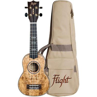 Flight Supernatural Series DUS410 QA Quilted Ash sopraan ukelele met gigbag