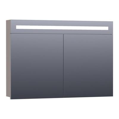 Brauer Promise Spiegelkast - 100 cm - met Directe Verlichting - 2 Enkelzijdige Spiegeldeuren - Mat Taupe