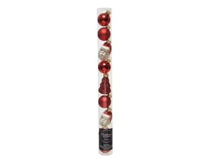 Decoris Kerstballen glas figuur 6cm rood 9st Decoris Kerstballen glas figuur 6cm rood 9st