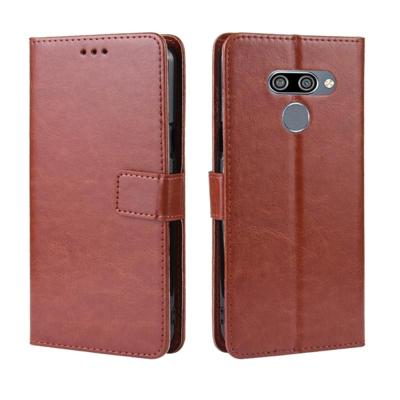 Retro Crazy Horse textuur horizontale Flip lederen case voor LG K50/LG q60 met houder & kaartsleuven & fotolijstjes (bruin)