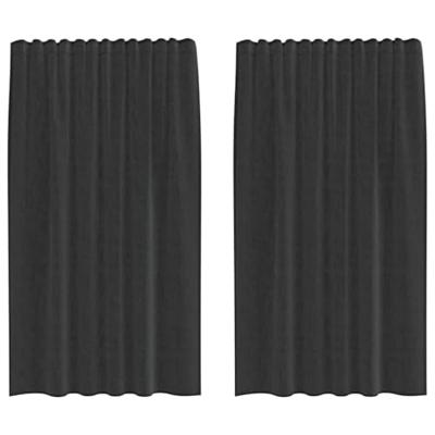 Gordijnen voile met roedezakken 2 st zwart