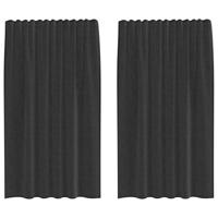 Gordijnen voile met roedezakken 2 st zwart - thumbnail