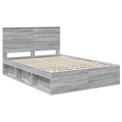 Bedframe Grijs Sonoma 135 x 190 cm Massief grenenhout