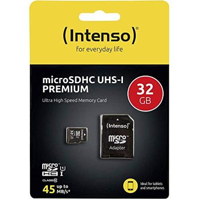 Micro SD geheugenkaart met adapter INTENSO 34234 UHS-I Premium Inhoud 32 GB