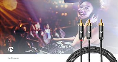 Nedis CATB24000GY30 Subwoofer-kabel Rca Male 2x Rca Male Verguld 3.00 M Rond 4.5 Mm Grijs / Gun Metal Grijs Cover Window Box - thumbnail
