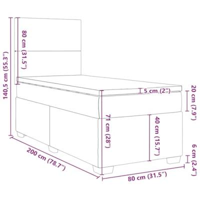 Boxspring met matras stof donkergrijs 80x200 cm
