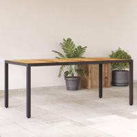 Tuintafel met acaciahouten blad 190x90x75 cm poly rattan zwart - thumbnail