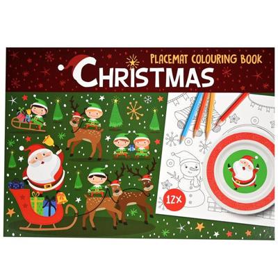Kleurboek Placemat Kerst, 12st.
