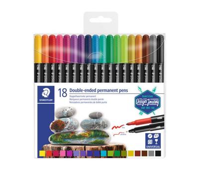 Staedtler permanent marker,dubbele punt, etui van 18 stuks, assorti Staedtler permanent marker,dubbele punt, etui van 18 stuks, assorti
