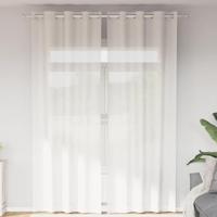 VidaXL Gordijnen voile met doorvoertules 2 st wit - thumbnail