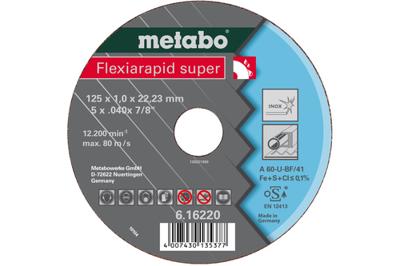 Metabo Accessoires Doorslijpschijf Ø 125x1,6x22,2 Inox Flexiamant super "Hydroresist" - 25 stuks - 616222000 Metabo Accessoires Doorslijpschijf Ø 125x1,6x22,2 Inox Flexiamant super "Hydroresist" - 25 stuks - 616222000