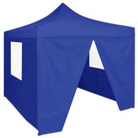 VidaXL Partytent met 4 zijwanden inklapbaar 2x2 m staal blauw - thumbnail