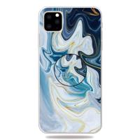 3D marmeren zachte siliconen TPU Case cover met beugel voor iPhone 11 Pro (gouden lijn blauw) - thumbnail