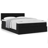 Ottoman bed met matras 140x200cm fluweel zwart - thumbnail